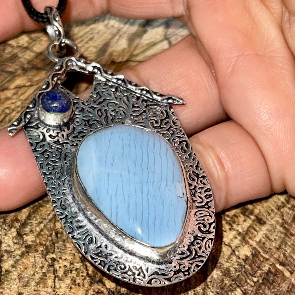 Lapis Lazuli & Owyhee Opal Pendant 2 7/8”